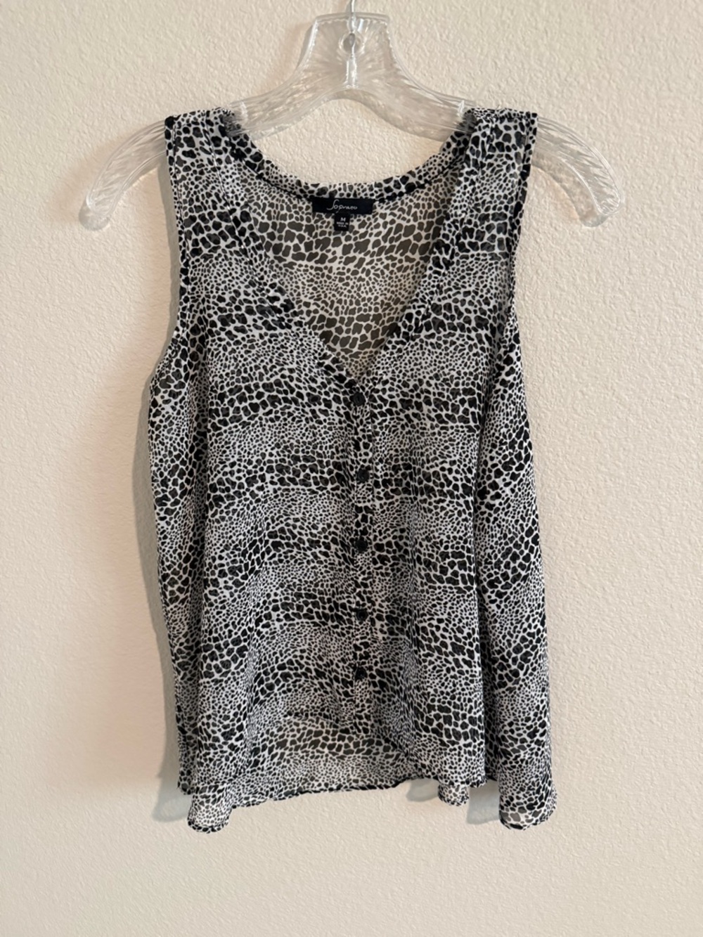 Soprano black and white animal print button up tank
